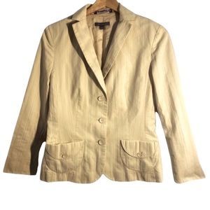 Ann Taylor Cream Striped Blazer Jacket, Size 8